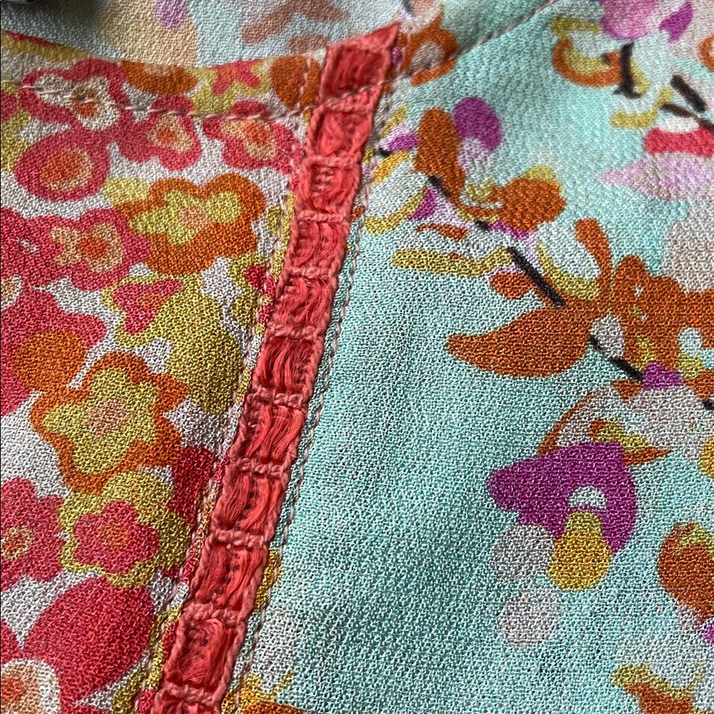 Bla-nk Miranda Peasant Blouse Floral Patchwork Size S Boho Babydoll Ruffled - Picture 4 of 12